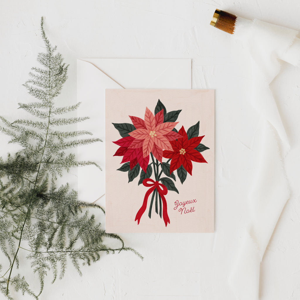 Carte de Noël - Poinsettias