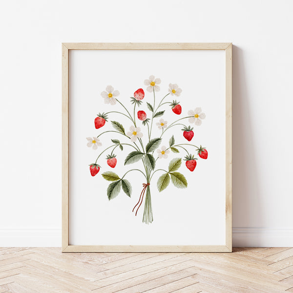 Affiche florale - bouquet de fraises