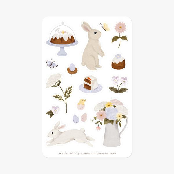 Feuille d'autocollants - Lapin de Pâques