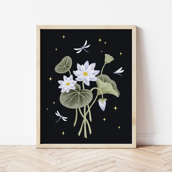 Affiche florale witchy - fleurs de lotus
