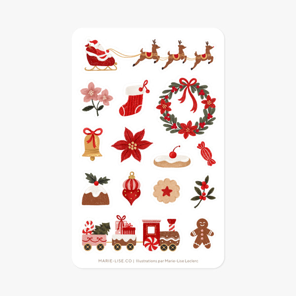 Feuille d'autocollants de Noël
