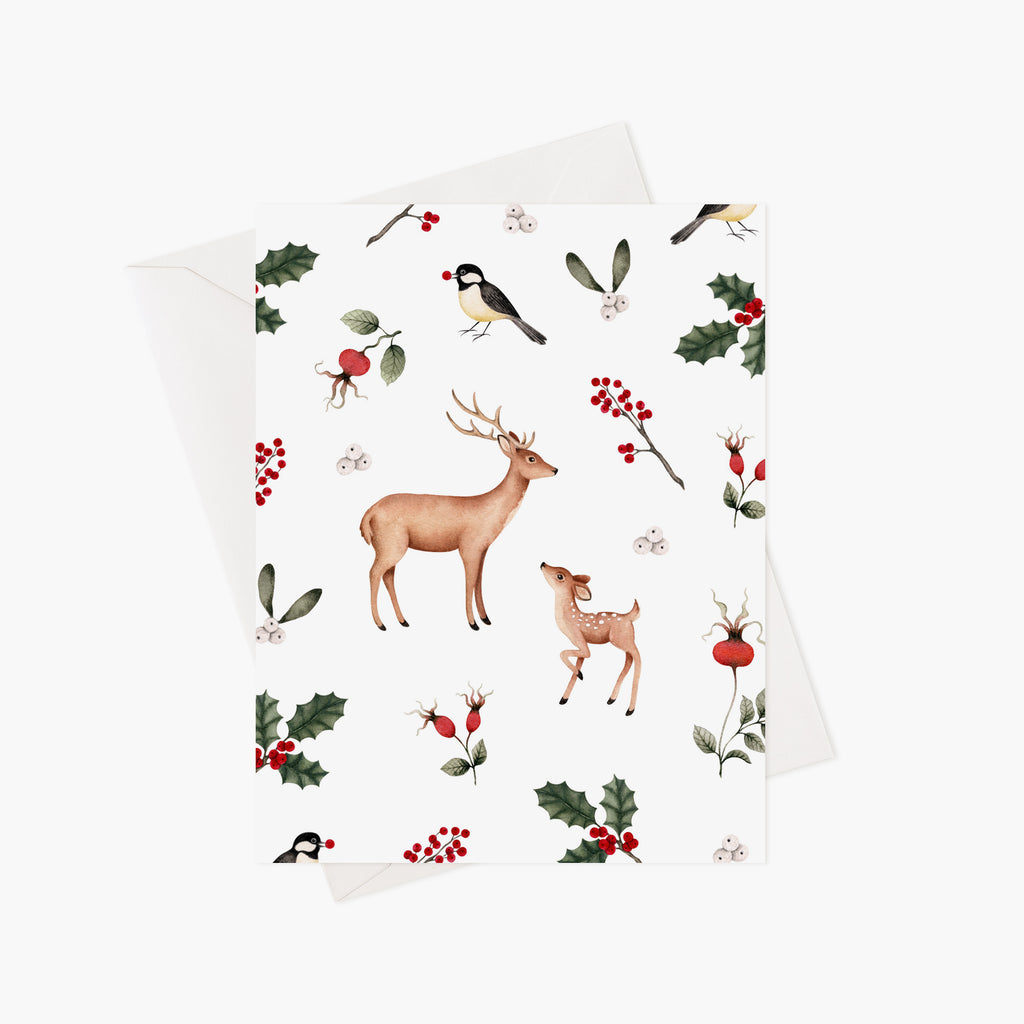 Carte de Noël - Chevreuils