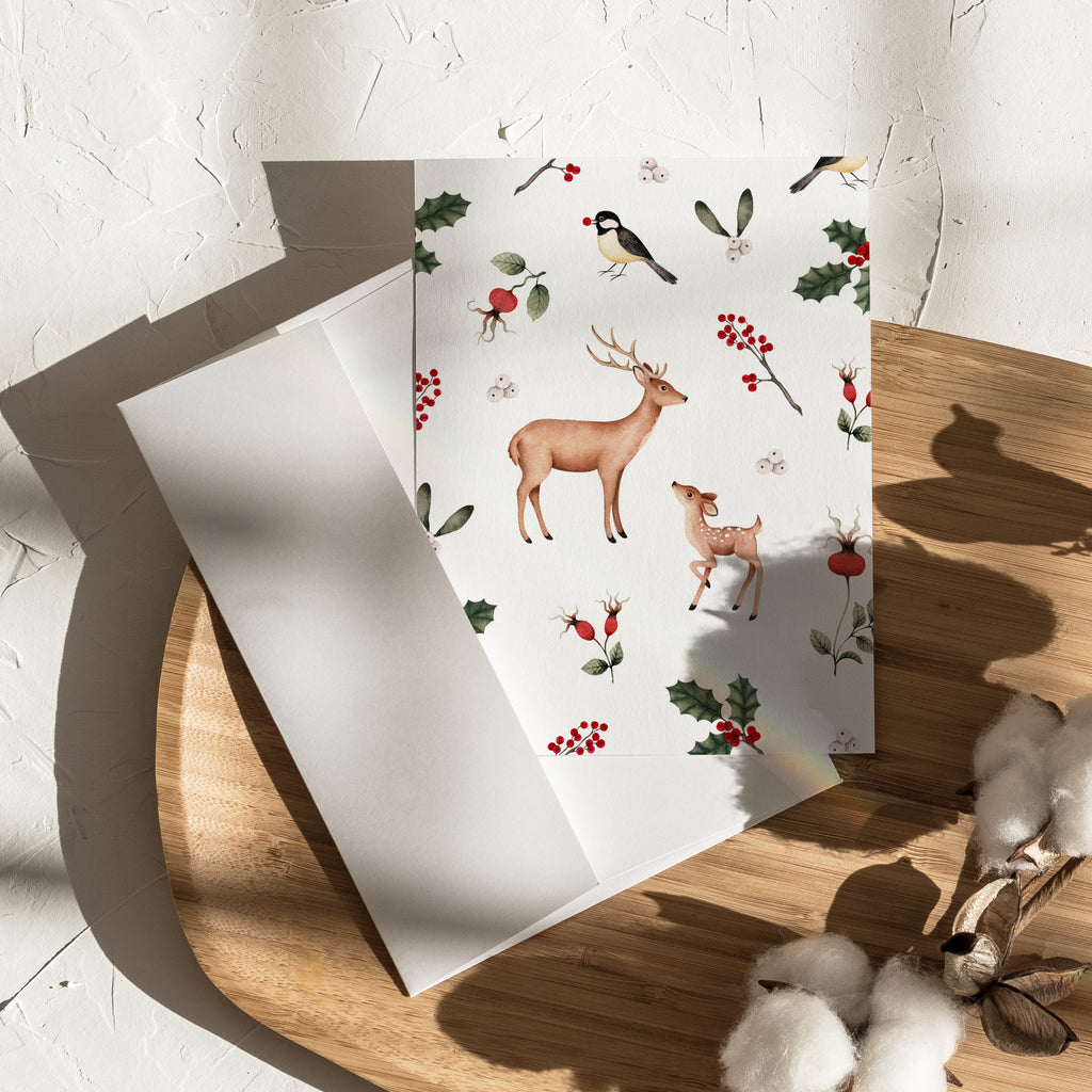 Carte de Noël chevreuils