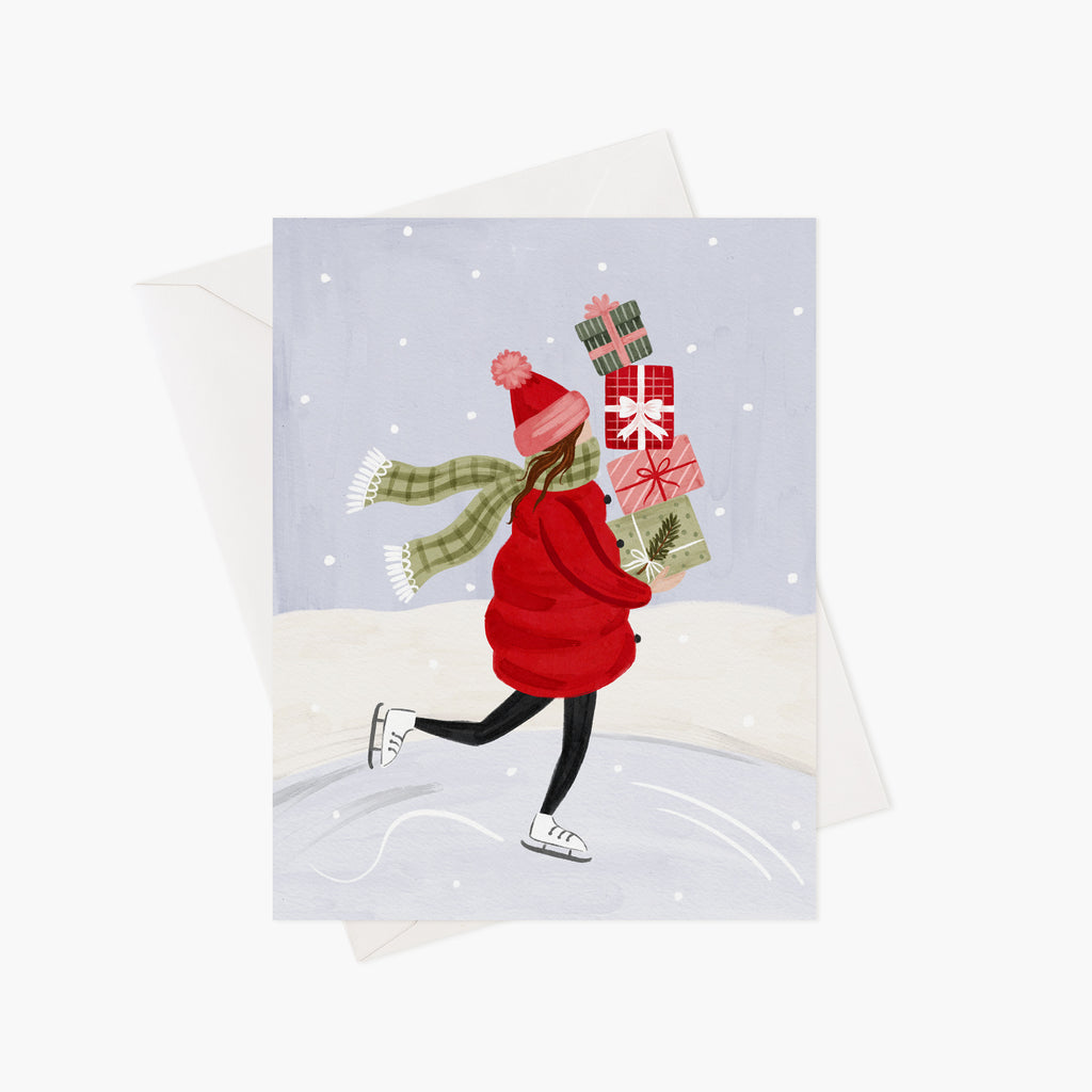 Carte de Noël - Patineuse