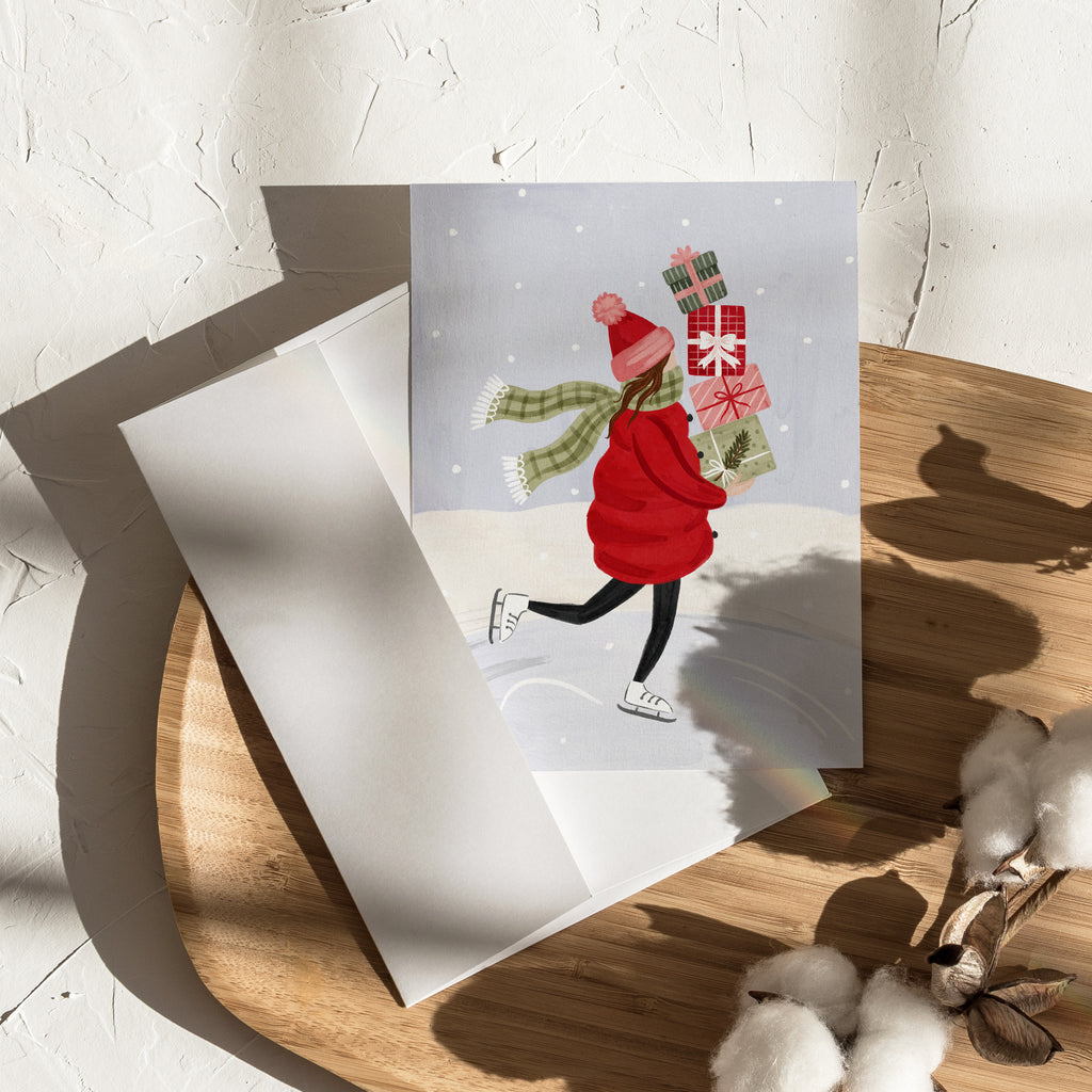Carte de Noël - Patineuse