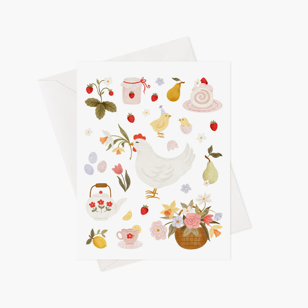 Carte de voeux Pâques - Poule