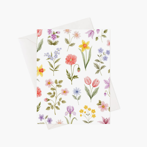 Carte de voeux florale - motif fleuri
