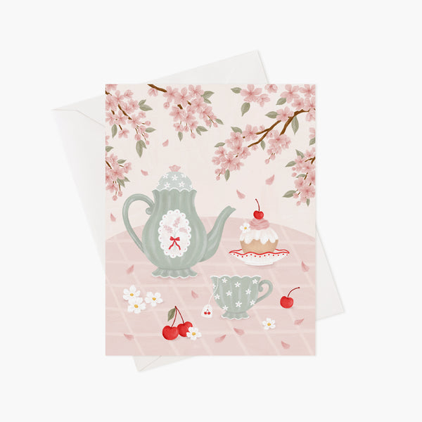 Carte de voeux - Thé sous les sakuras