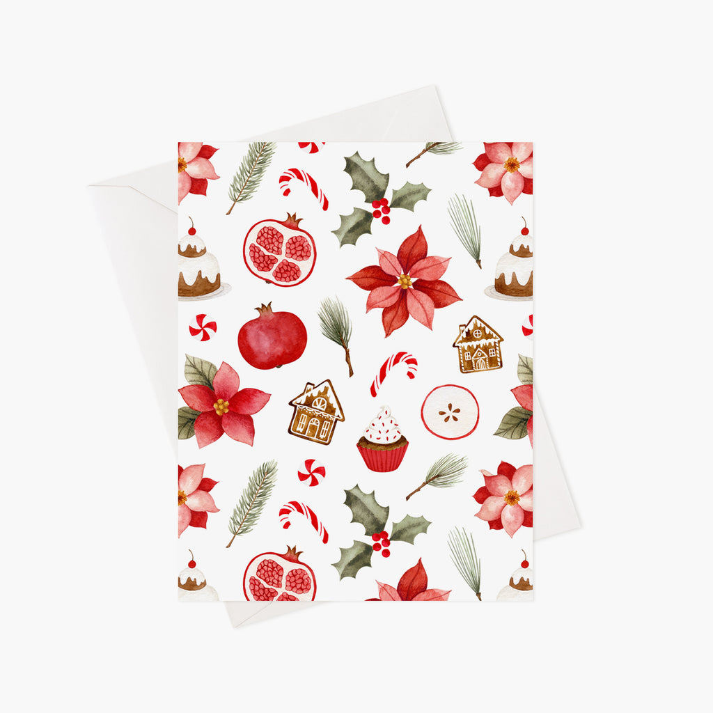 Carte de Noël - Poinsettias