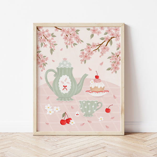 Affiche enfants - Thé sous les sakuras