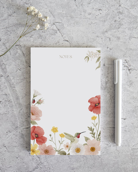 Bloc-notes illustré - fleurs et oiseaux