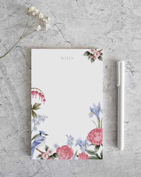 Bloc-notes illustré - fleurs et oiseaux