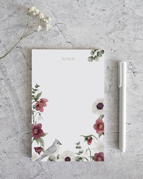 Bloc-notes illustré - fleurs et oiseaux
