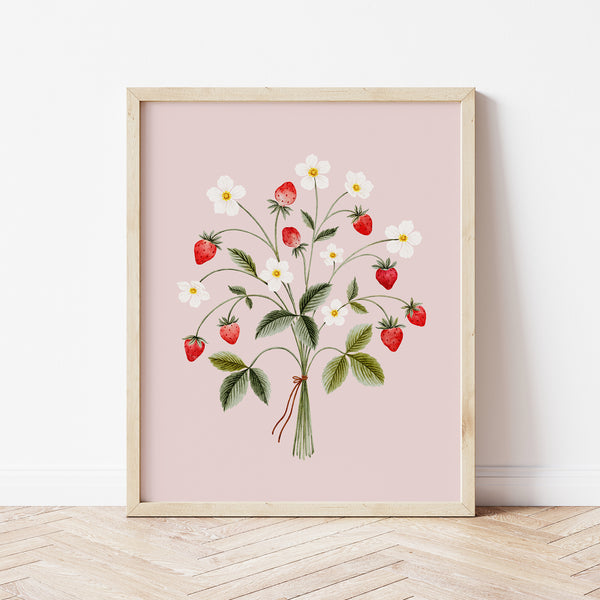 Affiche florale - bouquet de fraises